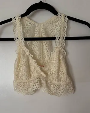 Altar’d State NWT Ivory floral lace racerback bralette thumbnail 1