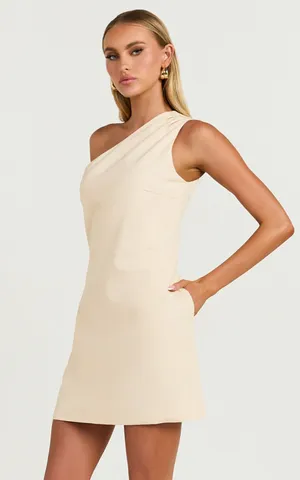 New Showpo Mardelle Mini Dress Linen One Shoulder Shift Dress MSRP $69 thumbnail 3