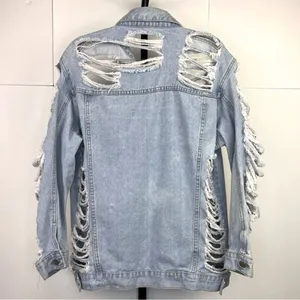 Thirty 6 Point 5 Denim Jacket Women S Blue Oversized Distressed Grunge Boyfriend thumbnail 2