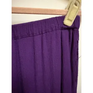 Coldwater Creek Womens Purple Crinkle Rayon Wide‎ Leg Pants XS Lettuce Hem Boho thumbnail 6