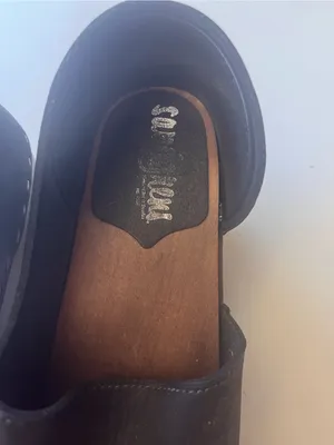 Black Slip-On Mules with Wood-Effect Footbed thumbnail 2