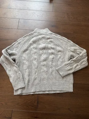J.Crew Women Gray Chunky Cable Knit Medium Sweater - C1-004 thumbnail 3
