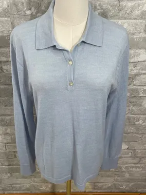 J. Crew Pale Blue Merino Wool Polo Sweater thumbnail 1