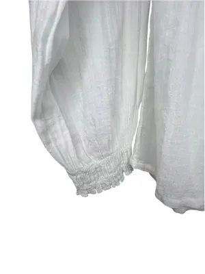 Frye White Crochet Lace Boho Loose Fit Long Sleeve Peasant Blouse thumbnail 2