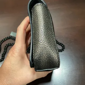 Coach Mini Chain Crossbody In Metallic Leather‎ Brass thumbnail 6