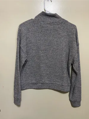 Madewell Black & White Striped Turtleneck Sweater thumbnail 2
