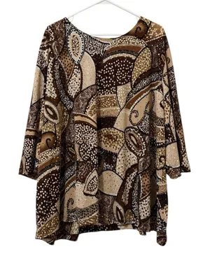 Maggie‎ Barnes Tunic Top Women Size 4X Sequin Stretch Embellished Art Classic thumbnail 1