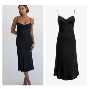 Anthropologie Rumored NWT Women Medium Negroni Black Satin Midi Dress Elegant thumbnail 2