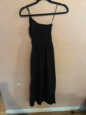 Abercrombie & Fitch Black One-Shoulder Midi Dress thumbnail 6