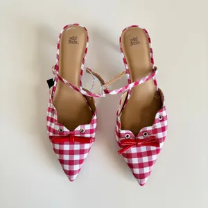 Wild Fable Lysandra Gingham Eyelet Kitten Heels Women's 11 Red & White NWT thumbnail 2
