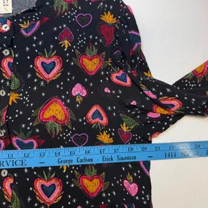 Uncle Frank Black Hearts of Flame Sacred Tiered Mini Dress Long Sleeve Medium thumbnail 7