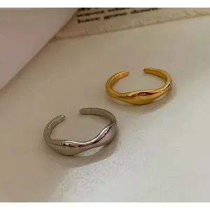Boutique NEW‎ 14k Yellow Gold Plated 925 Silver Wave Stacking Band Ring thumbnail 14