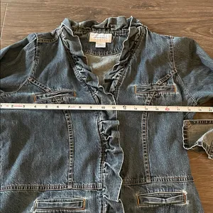 Vintage Wrangler Blues Denim Jacket w/ Snape Closure & Ruffle Detail,Size Medium thumbnail 3