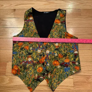 Vintage 111 Main Pumpkin Scarecrow Crow Corn Vest Women’s/ Men’s L/XL Button Up thumbnail 5