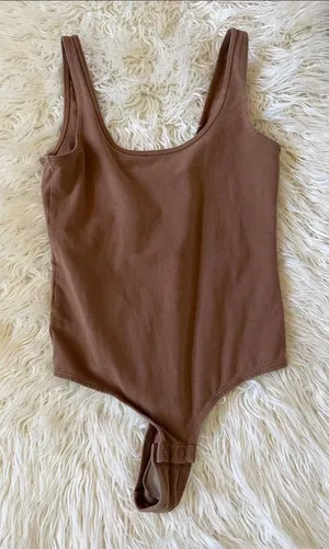Audren Brown Squareneck Bodysuit Tan Size XS thumbnail 1