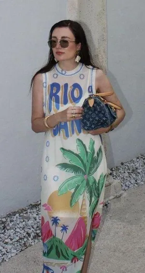 FARM RIO Graphic Mesh Midi Dress XS thumbnail 2