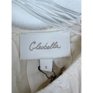 NWT Cleobella Alana Mini Dress Cream Embroidered Organic Cotton Ruffle S thumbnail 3