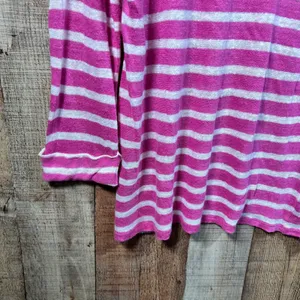 Lauren Ralph Lauren Pink White Striped 100% Linen Knit Sweater Boat Neck Large L thumbnail 3