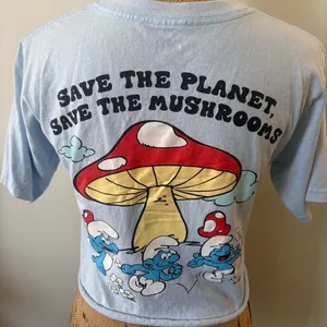 Boutique Smurf Mushroom Crop Top thumbnail 3