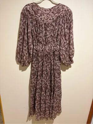 Shona Joy Grace Pin Tuck Tiered Midi Dress Brown Floral Cottagecore Prairie 2 thumbnail 12