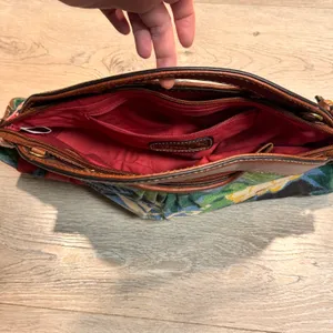Fossil Modern Tropical Floral‎ Clutch Handbag Brown Leather Trim thumbnail 2