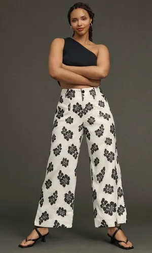 Anthropologie Maeve The Colette Wide-Leg Embroidered Pants thumbnail 2