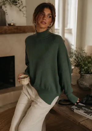 Altar’d State Oversized Mock Neck Sweater Green Slouchy Knit Small thumbnail 1