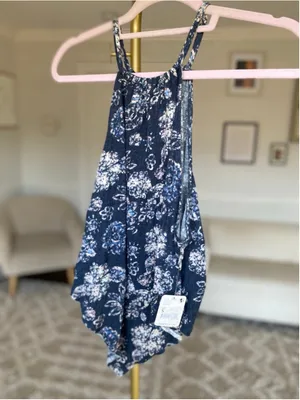 We‎ The Free People Navy Floral Halter Blouse Festival Boho Feminine Indie NWT thumbnail 4