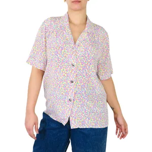 Josephine 80s Vintage Rainbow Polka Dot Button Down Collared Blouse Medium White thumbnail 6