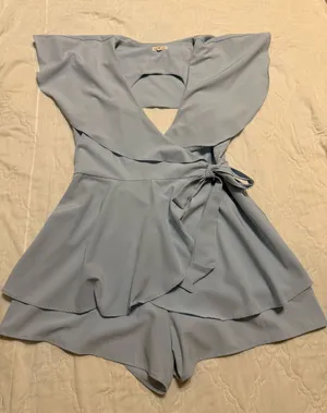 Boutique Wrap Tie Romper Blue Size L thumbnail 1