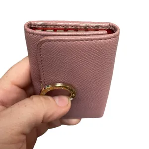 BVLGARI Bulgari Key Holder Grain Calf Leather Pink Red Series Gold Hardware EUC thumbnail 5