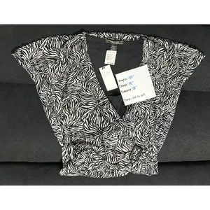 Vertigo Paris L Zebra Print Faux Wrap Mini Dress NWT V-Neck 3/4 Sleeve‎ Sheath thumbnail 4