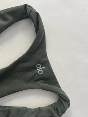 Alo Yoga Olive Green Soft V Neck Unpadded Racerback Sports Bra S $78 thumbnail 4
