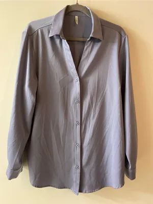 HALARA Women's Satin Button-Front Blouse — Light Blue thumbnail 1