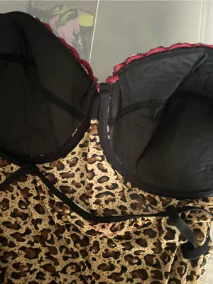 Amoureuse 90s Y2K Vintage Leopard Mesh Embroidered Maxi Lingerie Slip Dress 1X thumbnail 4