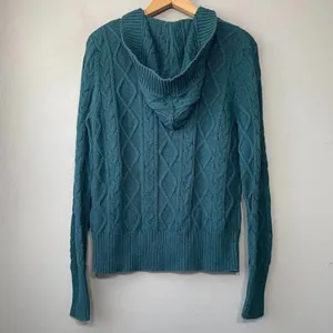 Ruff Hewn Y2K Teal Cable Knit Sweater Size Large Teal Chunky Academia Hoodie Gilmore Girls thumbnail 5