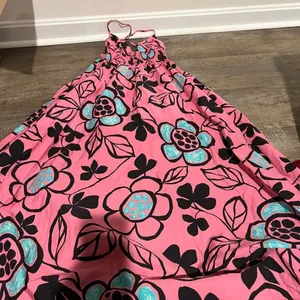 Zara Pink Black Floral Cotton Poplin‎ Midi Dress Size S thumbnail 13