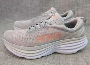 Hoka ONE ONE Bondi 8 Harbor Mist Rose Gold Grey Womens Run Comfort Sneaker 12B thumbnail 3