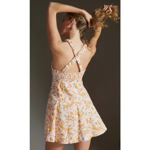 Anthropologie Maeve Floral Sweetheart Mini Dress criss-cross back, size XL thumbnail 2