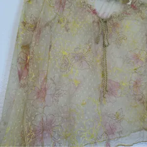 Free People Intimately Postcard From Paris Long Sleeve Top M Yellow Floral Lace thumbnail 9