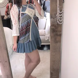 Umgee size medium blue floral lace boho dress thumbnail 3