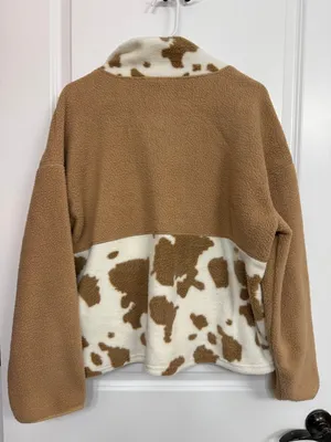Simply Southern Cow Print Sherpa Pullover L thumbnail 6