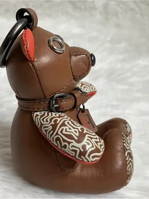✨Coach x Keith Haring Collaboration, Leather Bear Bag Charm or Key Holder Brown. thumbnail 4