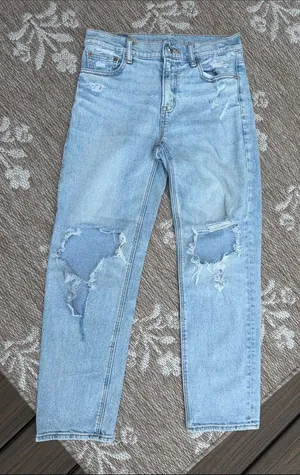 American Eagle Outfitters Light Blue Ripped Boyfriend Jeans thumbnail 1