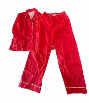 Women's Two Piece Red and White Long Sleeve Pajama Set Size M #260823 thumbnail 1