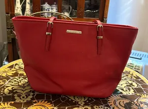 NINE WEST RED LEATHER TOTE thumbnail 1