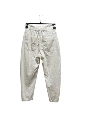 Zara Barrel Leg Corduroy Pants White Size 4 Neutral Minimalist Classic Coastal thumbnail 10