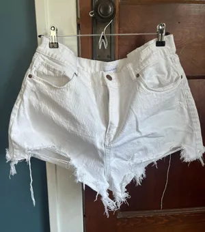 Loft Distressed White Jean Shorts thumbnail 1