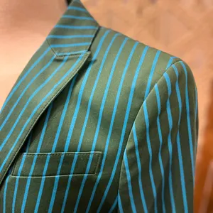 Akris $1390 MSRP Green and Blue Striped Blazer Jacket thumbnail 2