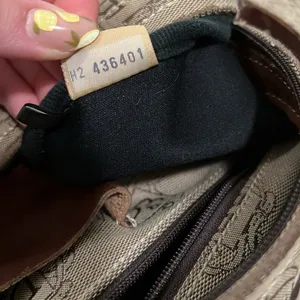 Vintage Dooney & Bourke Brown Leather & Canvas Print Shoulder Bag thumbnail 4